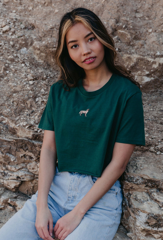 grey wolf womens cropped t-shirt Big Wild Thought