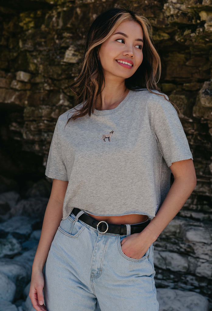 grey wolf womens cropped t-shirt Big Wild Thought