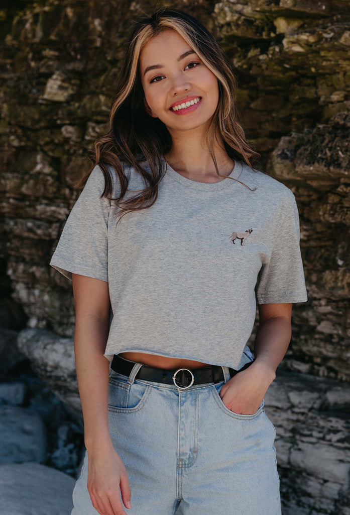 grey wolf womens cropped t-shirt Big Wild Thought