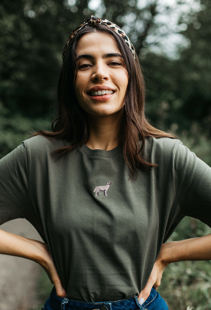 grey wolf womens t-shirt Big Wild Thought