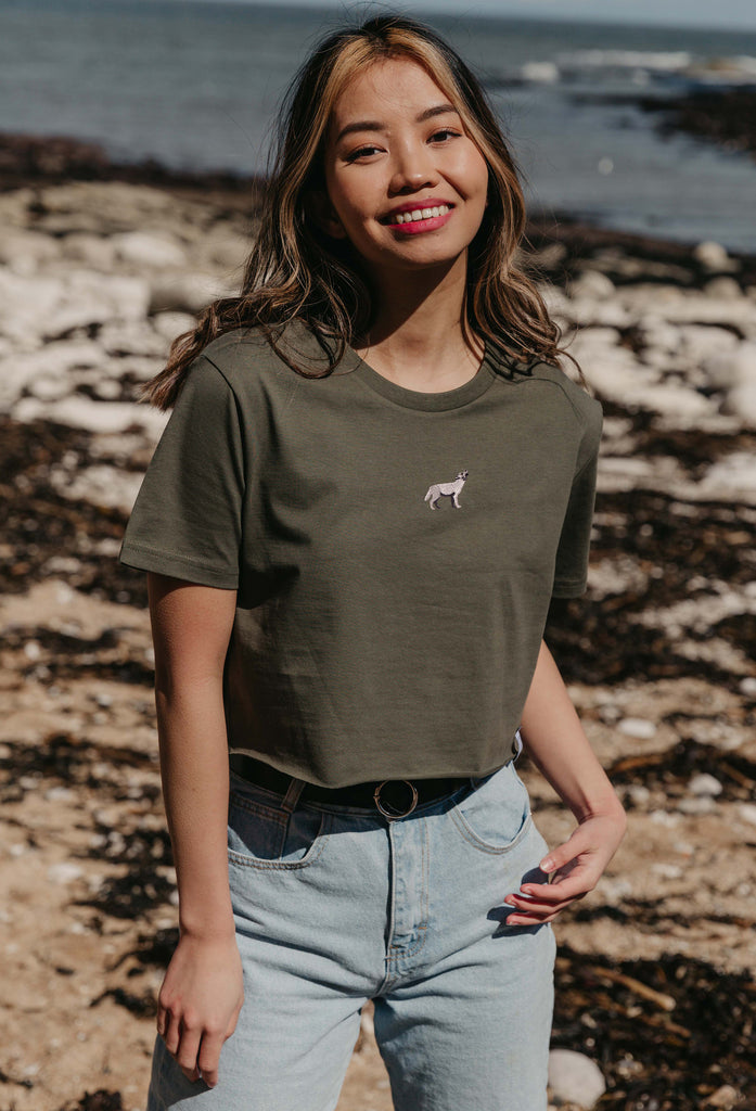 grey wolf womens cropped t-shirt Big Wild Thought