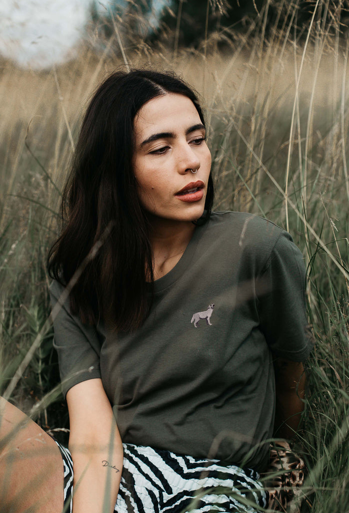grey wolf womens t-shirt Big Wild Thought