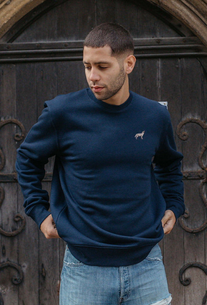 Grey Wolf Unisex Embroidered Organic Sustainable Sweatshirt Jumper Big Wild Thought