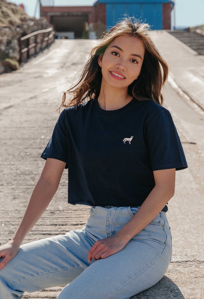 grey wolf womens cropped t-shirt Big Wild Thought