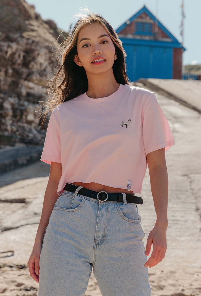 grey wolf womens cropped t-shirt Big Wild Thought