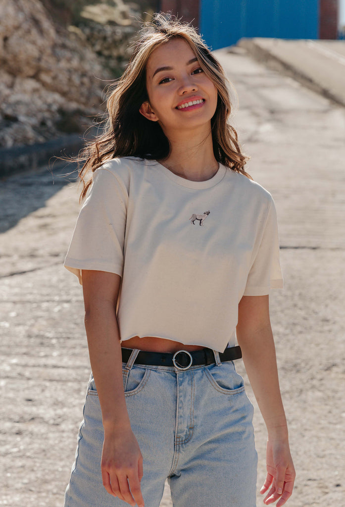 grey wolf womens cropped t-shirt Big Wild Thought