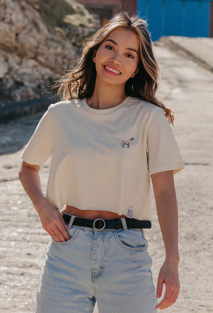 grey wolf womens cropped t-shirt Big Wild Thought