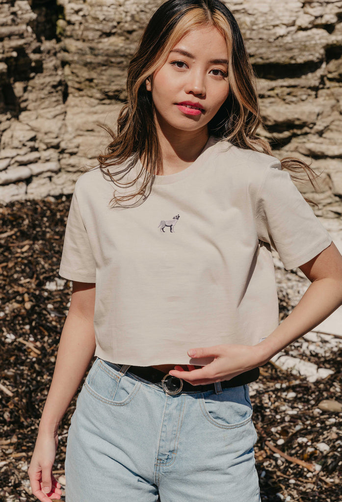 grey wolf womens cropped t-shirt Big Wild Thought