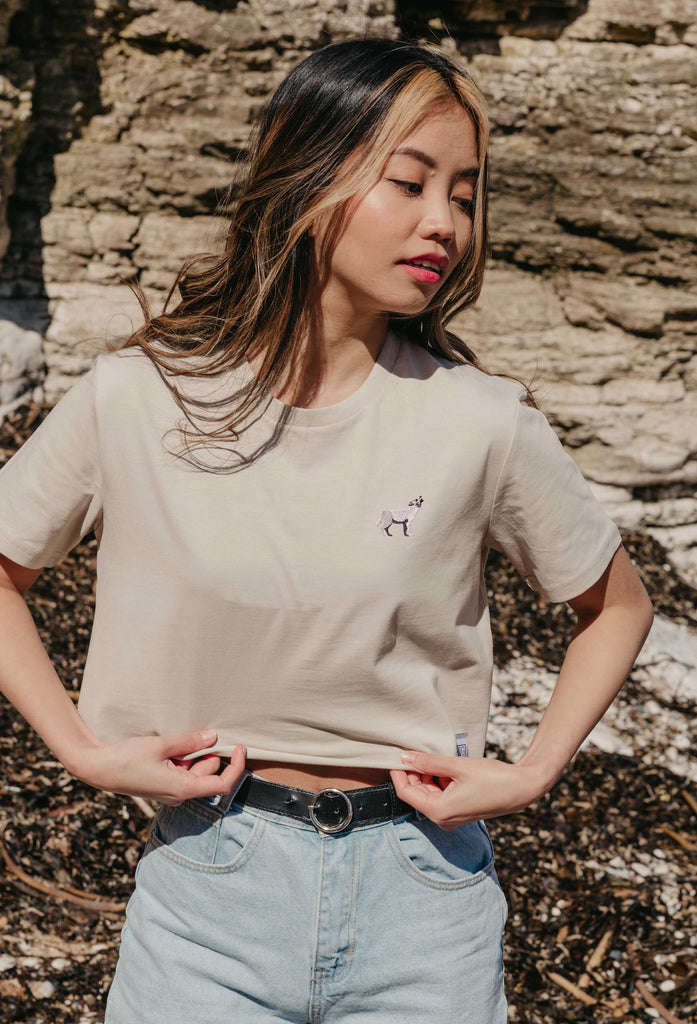 grey wolf womens cropped t-shirt Big Wild Thought