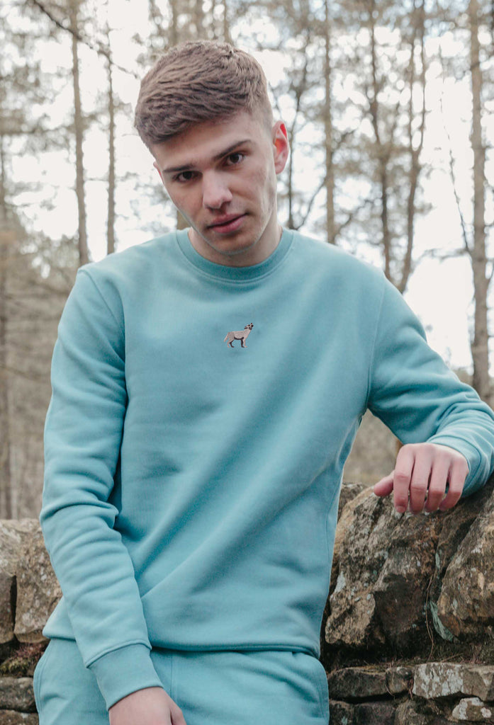 Grey Wolf Unisex Embroidered Organic Sustainable Sweatshirt Jumper Big Wild Thought