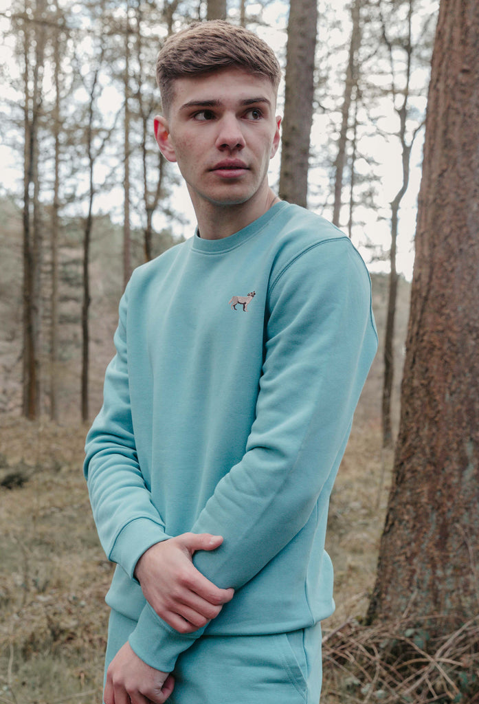 Grey Wolf Unisex Embroidered Organic Sustainable Sweatshirt Jumper Big Wild Thought
