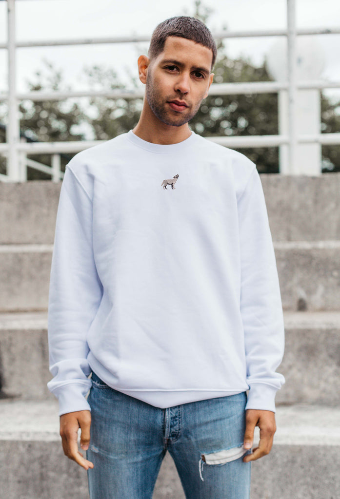 Grey Wolf Unisex Embroidered Organic Sustainable Sweatshirt Jumper Big Wild Thought