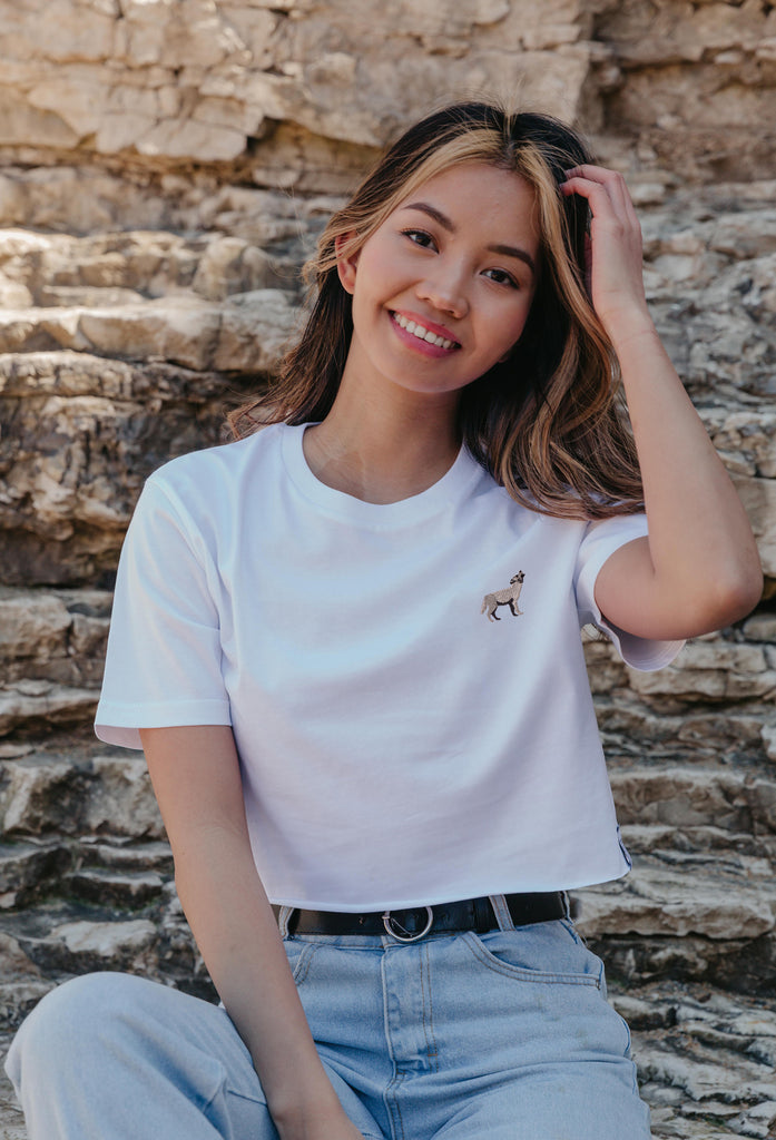grey wolf womens cropped t-shirt Big Wild Thought