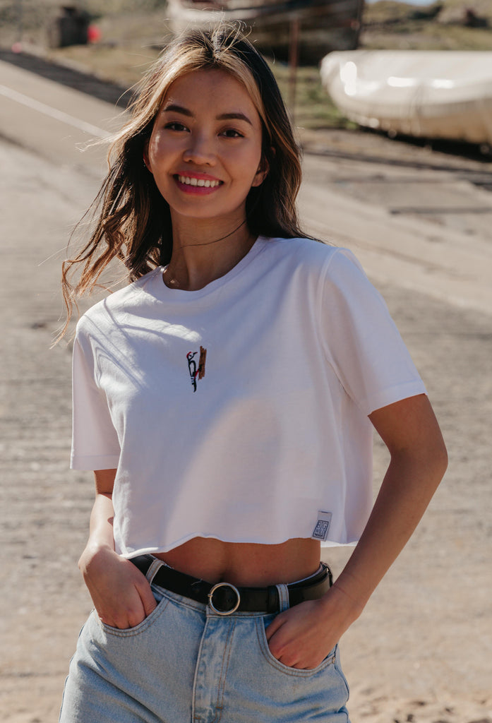 woodpecker womens cropped t-shirt Big Wild Thought