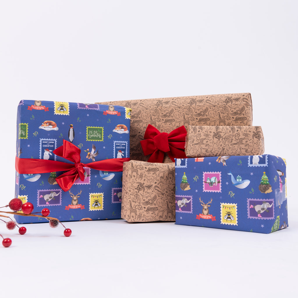 christmas animal wrapping paper 2 pack Big Wild Thought