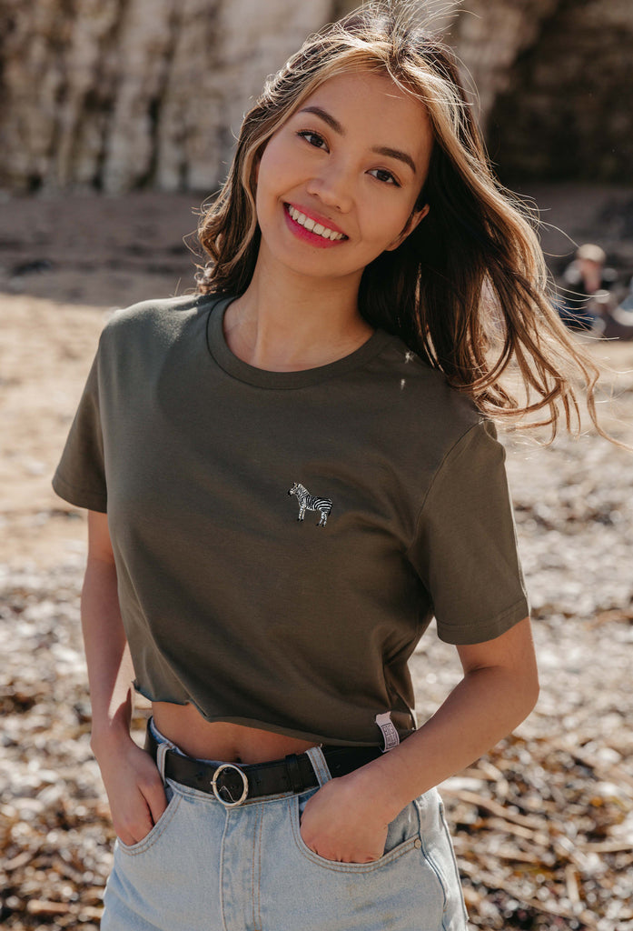 zebra womens cropped t-shirt Big Wild Thought