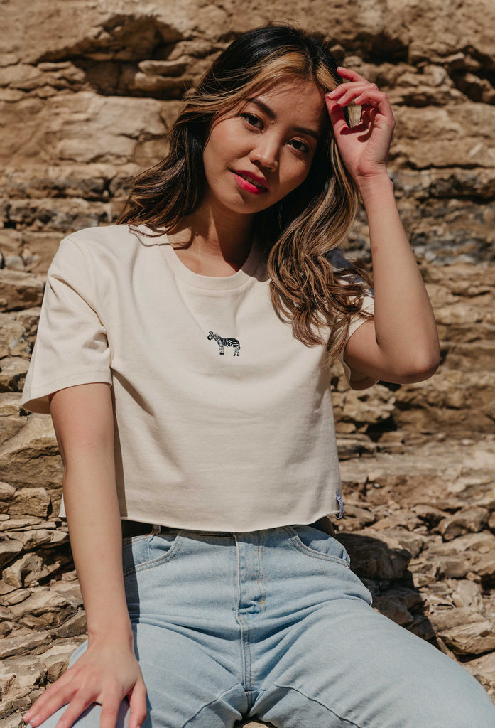 zebra womens cropped t-shirt Big Wild Thought