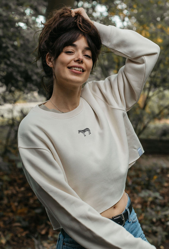 zebra womens cropped sweatshirt Big Wild Thought