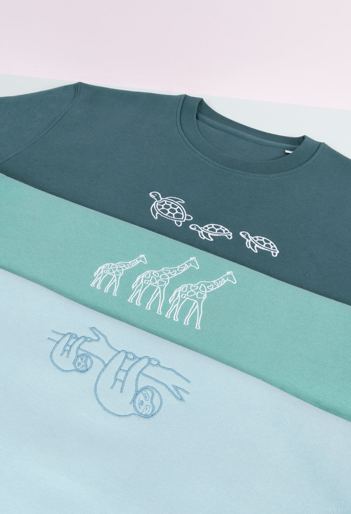 Family of Sea Turtles Unisex Embroidered Organic Sustainable Sweatshirt Jumper Big Wild Thought
